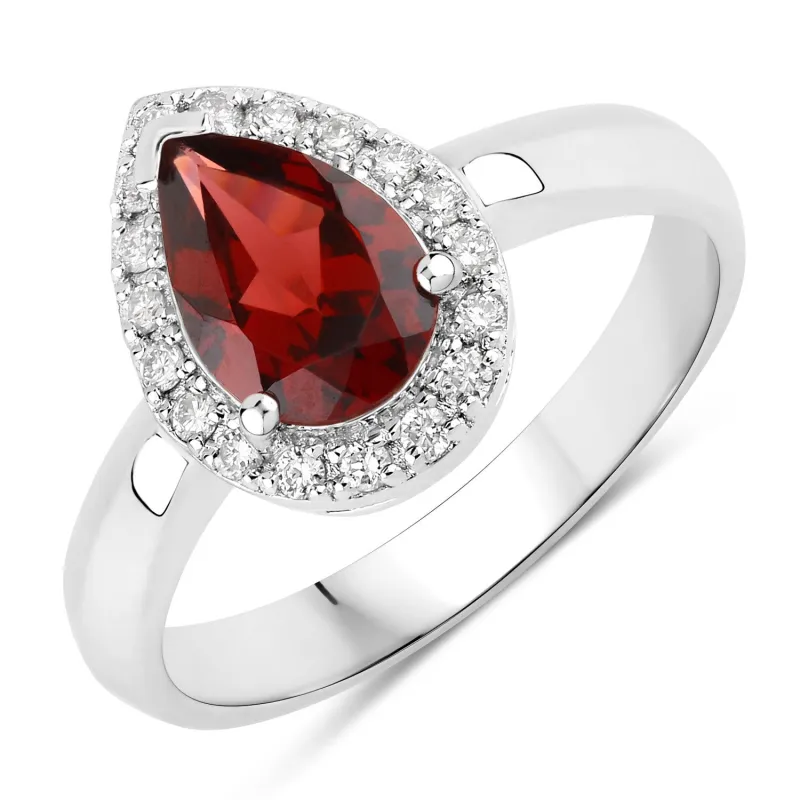 Fine Color Jewels 1.48 Ct Genuine Mozambique Garnet and Lab Grown Diamond Silver Ring made by Zulily