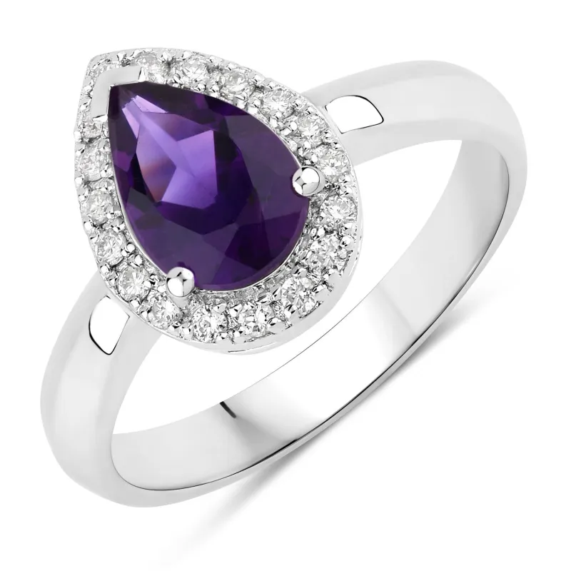Fine Color Jewels 1.33 Ct Genuine Amethyst and Lab Grown Diamond Silver Ring made by Zulily