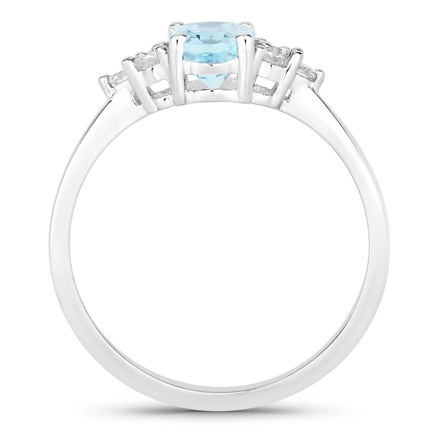 Fine Color Jewels 0.75 Ct Genuine Aquamarine and Lab Grown Diamond Silver Oval Cocktail Ring sold by Zulily product image thumbnail 2