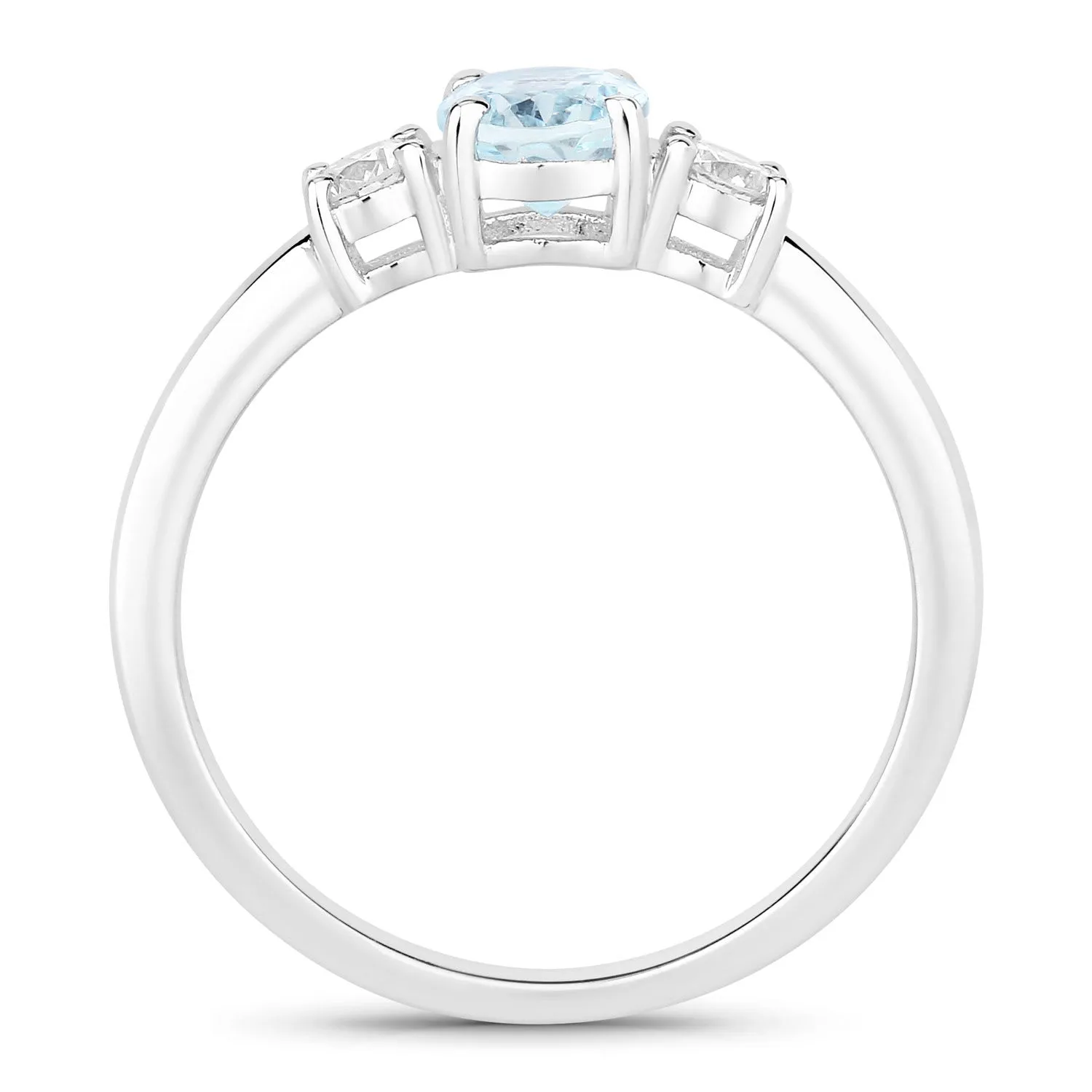Fine Color Jewels 0.80 Ct Genuine Aquamarine and Lab Grown Diamond Silver Ring sold by Zulily product image thumbnail 2