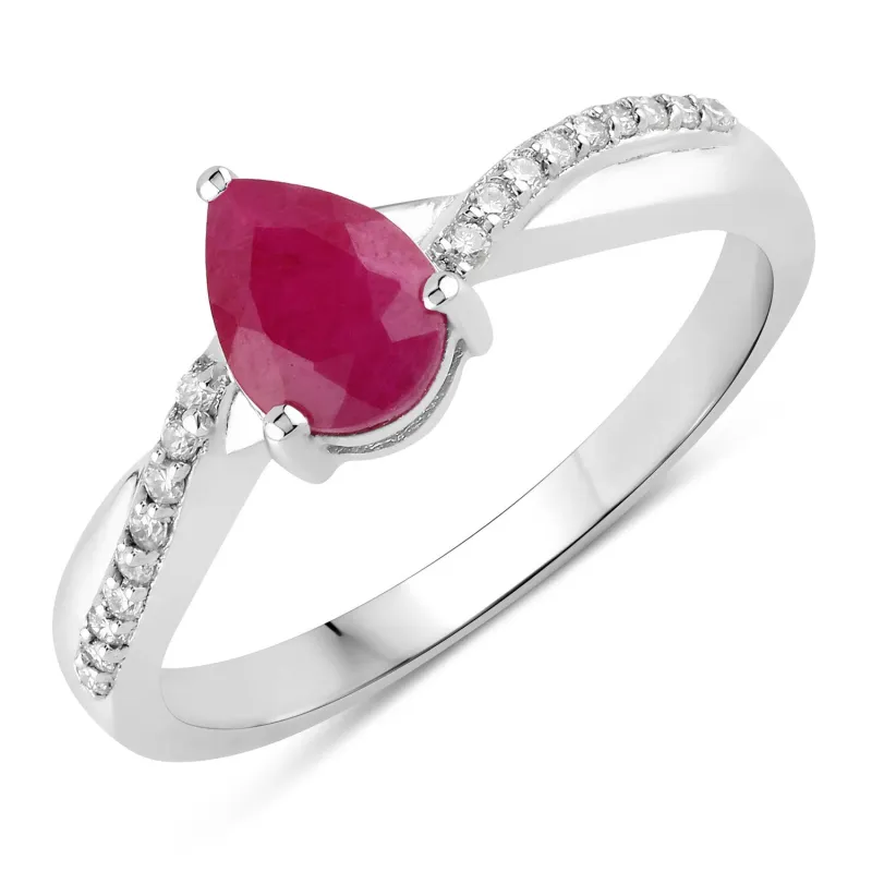 Fine Color Jewels 0.94 Ct Genuine Mozambique Ruby and Lab Grown Diamond Silver Crossover Ring made by Zulily