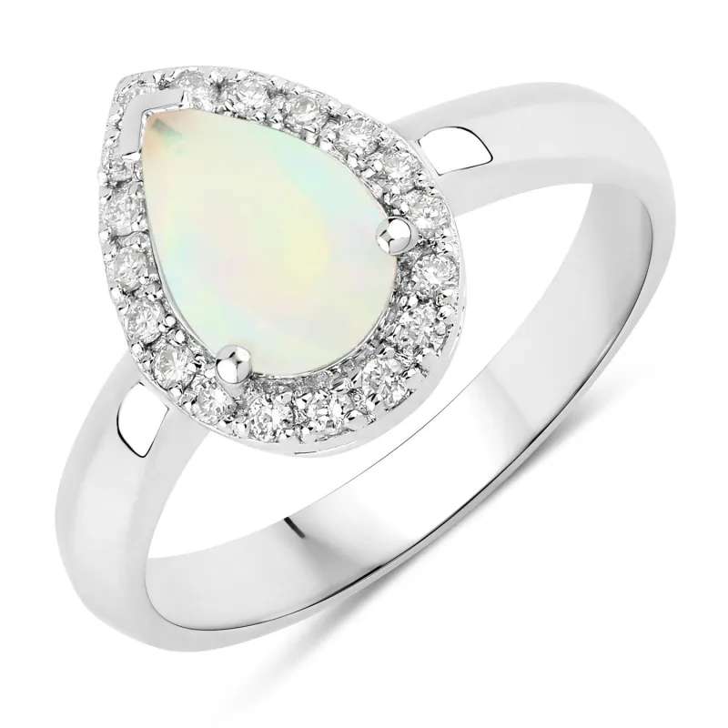 Fine Color Jewels 1.08 Ct Genuine Ethiopian Opal and Lab Grown Diamond Silver Ring made by Zulily