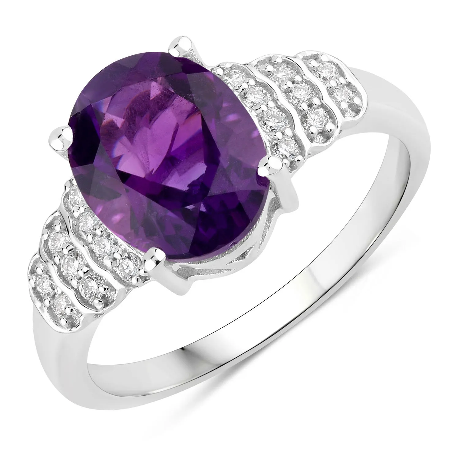 Fine Color Jewels 2.34 Ct Genuine Amethyst and Lab Grown Diamond Silver Ring sold by Zulily