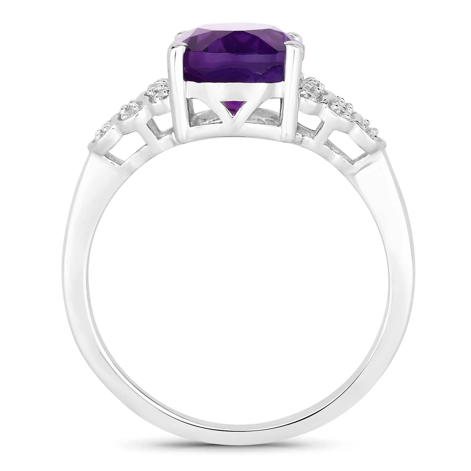 Fine Color Jewels 2.34 Ct Genuine Amethyst and Lab Grown Diamond Silver Ring sold by Zulily product image thumbnail 2