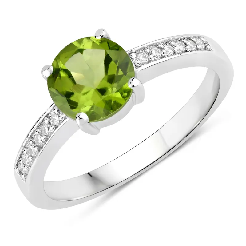 Fine Color Jewels 1.35 Ct Genuine Peridot and Lab Grown Diamond Silver Pave Bridge Ring made by Zulily