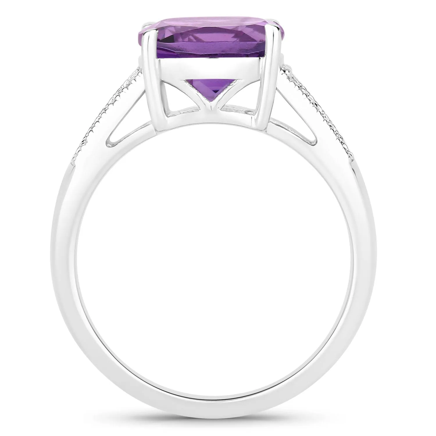 Fine Color Jewels 2.77 Ct Genuine Amethyst and Lab Grown Diamond Silver Bridge Ring sold by Zulily product image thumbnail 3