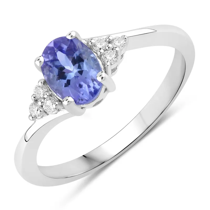 Fine Color Jewels 0.84 Ct Genuine Tanzanite and Lab Grown Diamond Silver Ring Style 1 made by Zulily