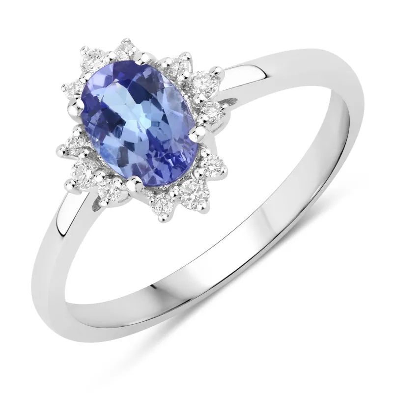 Fine Color Jewels 0.87 Ct Genuine Tanzanite and Lab Grown Diamond Silver Ring made by Zulily