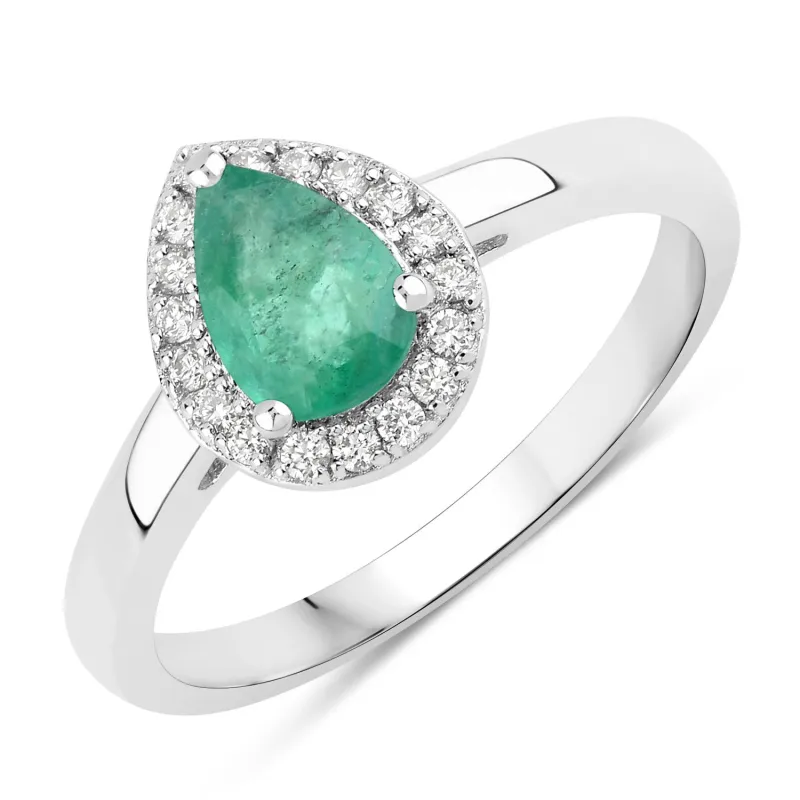 Fine Color Jewels 0.79 Ct Genuine Zambian Emerald and Lab Grown Diamond Silver Ring made by Zulily