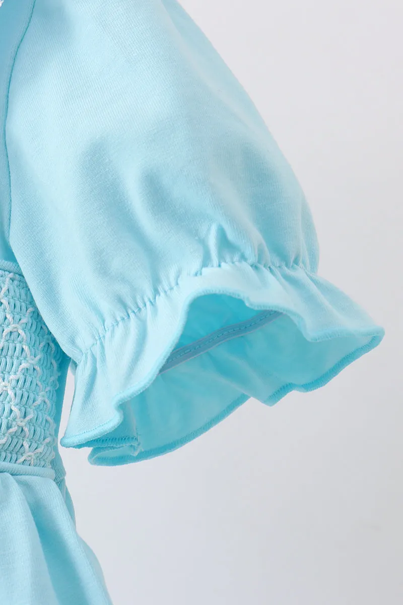 Blue Apple Smocked Lace Dress sold by Zulily product image thumbnail 2