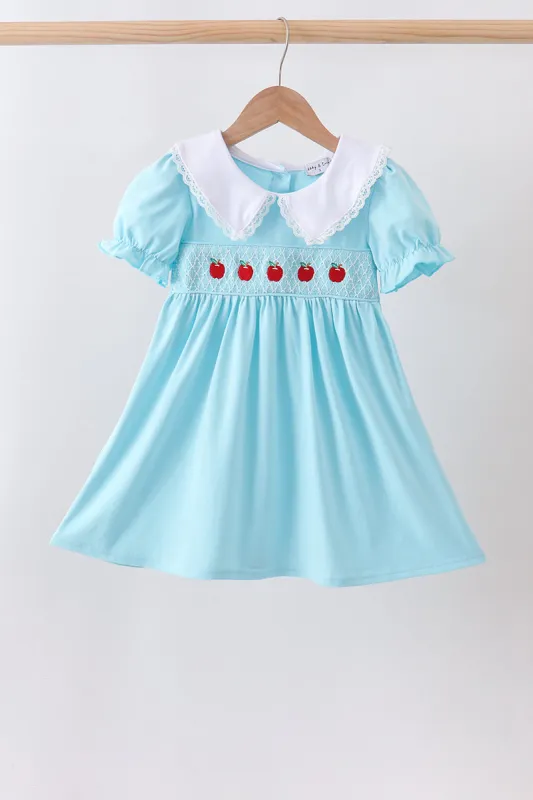 Blue Apple Smocked Lace Dress made by Zulily