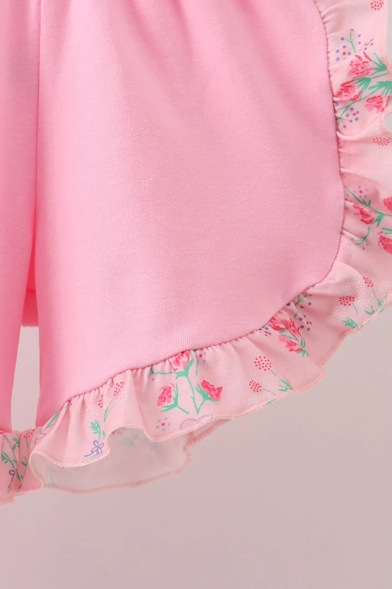 Pink Floral Ruffle Shorts Set sold by Zulily product image thumbnail 3