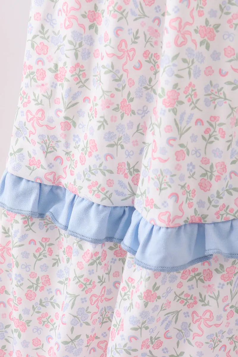 Blue Floral Smocked Mom Tiered Dress sold by Zulily product image thumbnail 4