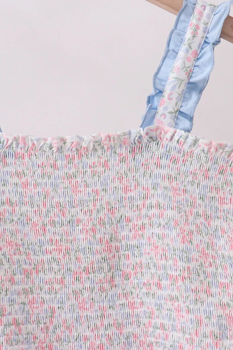 Blue Floral Smocked Mom Tiered Dress sold by Zulily product image thumbnail 2