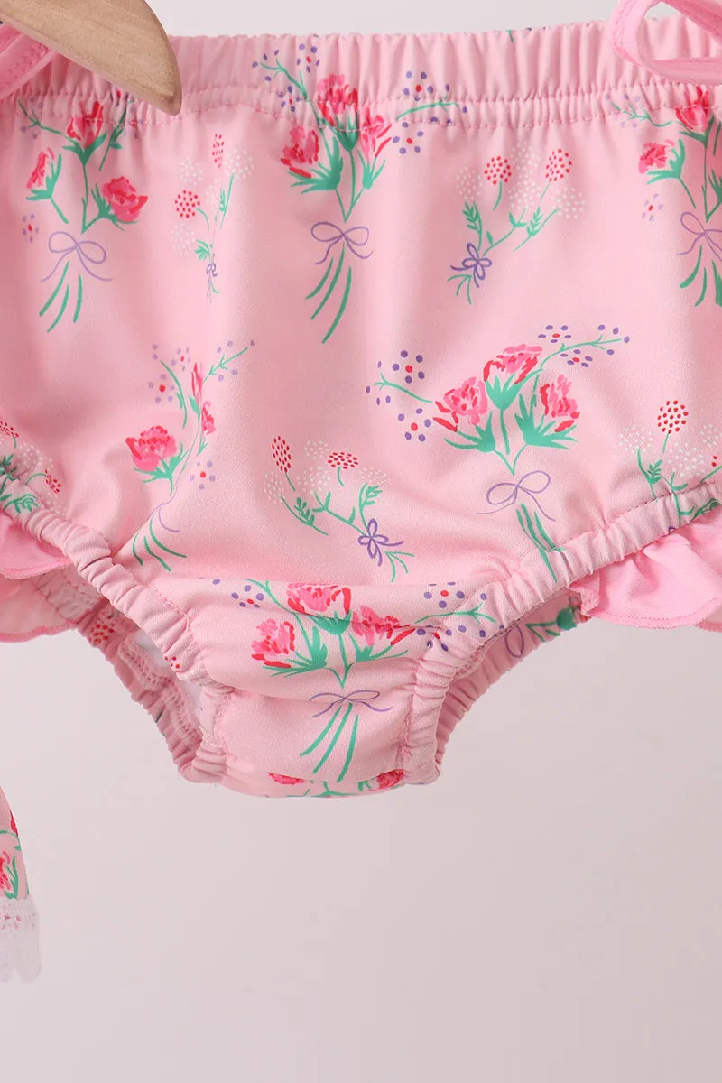 Pink Floral Ruffle 2pc Swimsuit sold by Zulily product image thumbnail 3