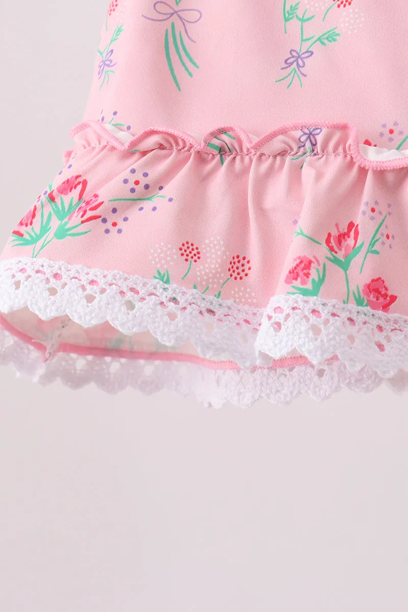 Pink Floral Ruffle 2pc Swimsuit sold by Zulily product image thumbnail 4