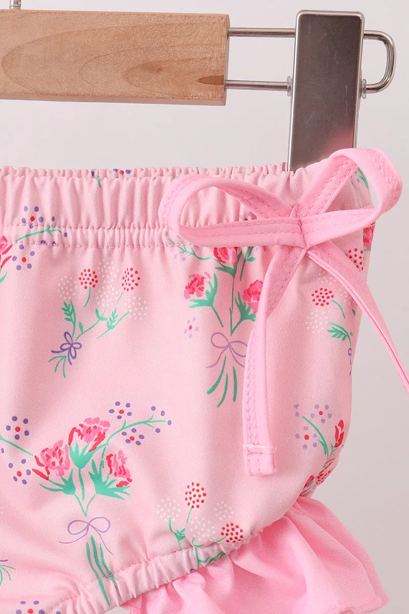 Pink Floral Ruffle 2pc Swimsuit sold by Zulily product image thumbnail 2