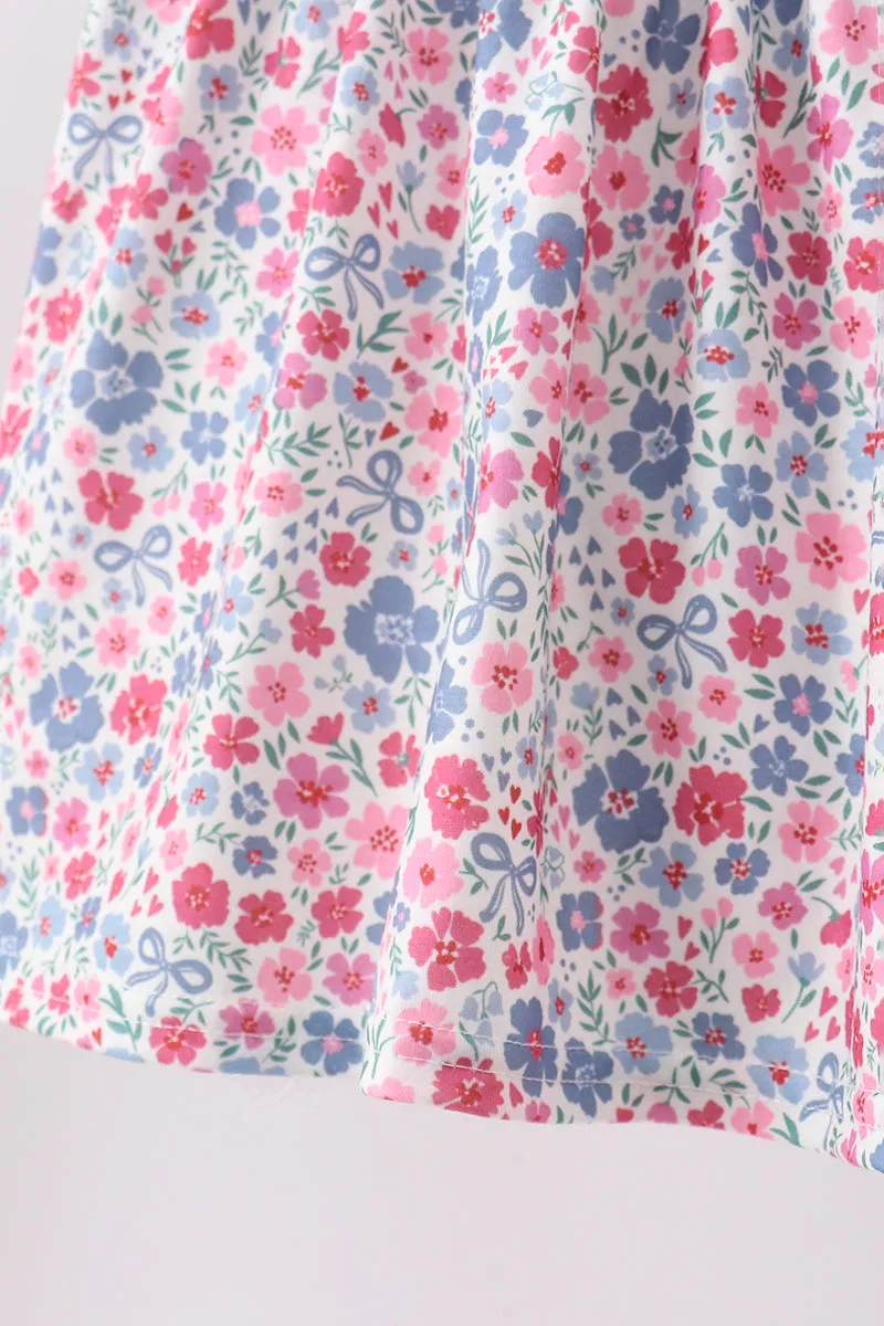 Blue Floral Smocked Scalloped Shorts Set sold by Zulily product image thumbnail 4