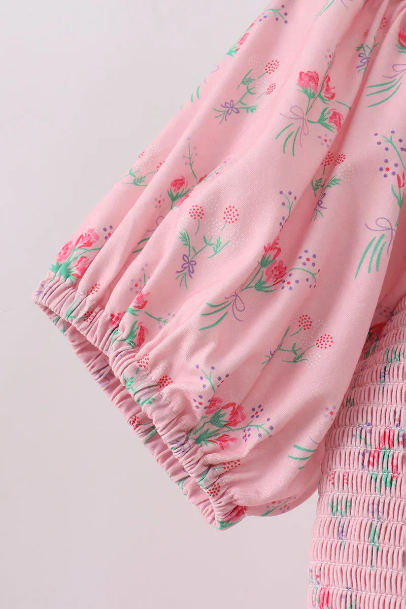 Pink Floral Smocked Mom Dress sold by Zulily product image thumbnail 3