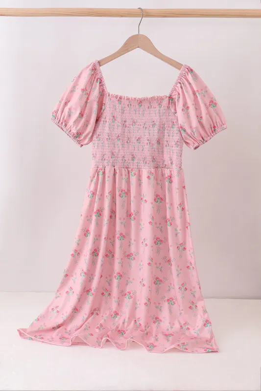 Pink Floral Smocked Mom Dress made by Zulily