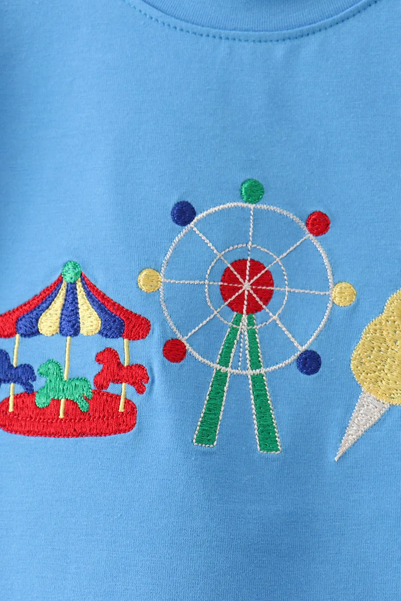 Blue Carousel Embroidered Shorts Set sold by Zulily product image thumbnail 3