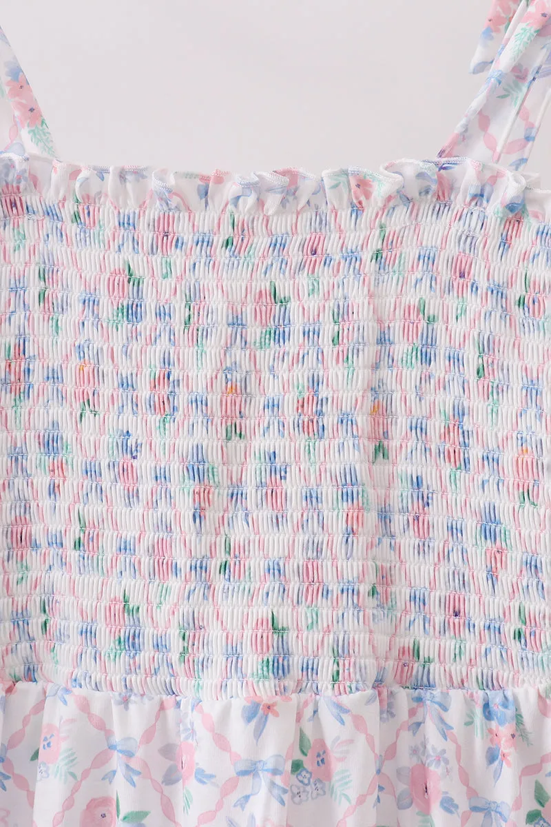 Blue Floral Smocked Mom Dress sold by Zulily product image thumbnail 2