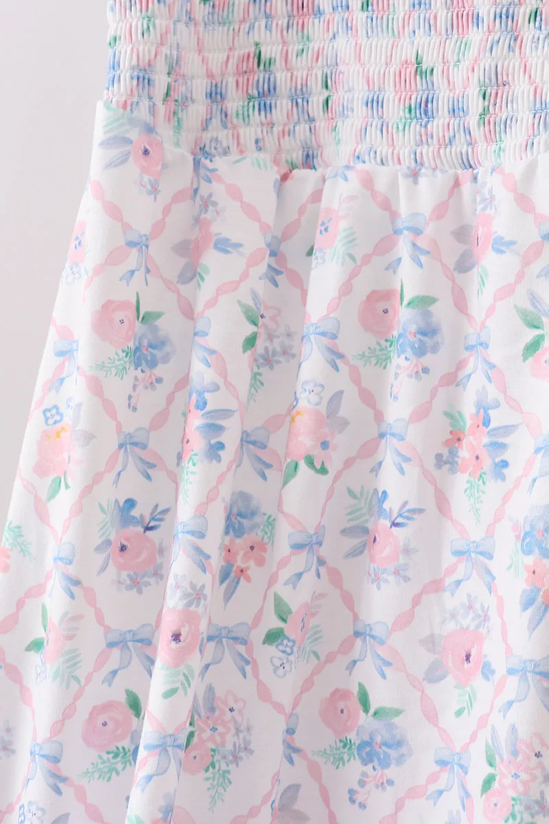 Blue Floral Smocked Mom Dress sold by Zulily product image thumbnail 3