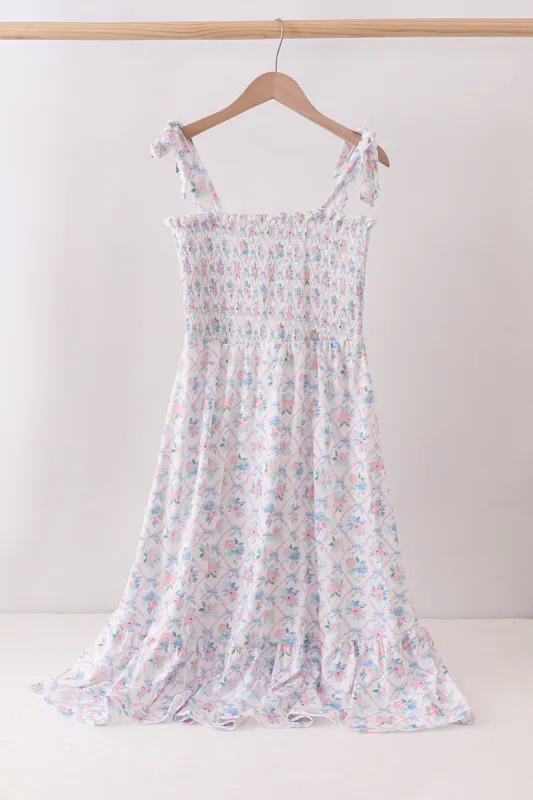 Blue Floral Smocked Mom Dress made by Zulily
