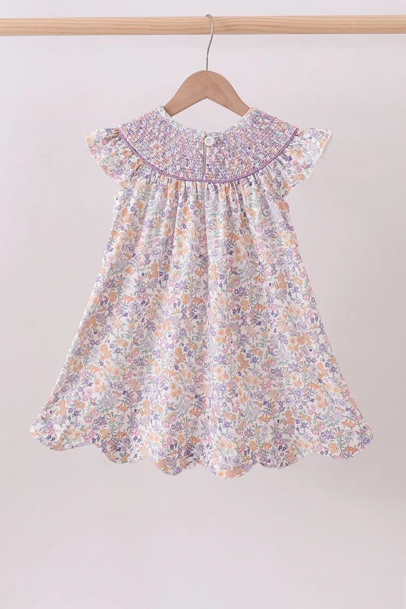 Purple Floral Smocked Dress sold by Zulily product image thumbnail 5