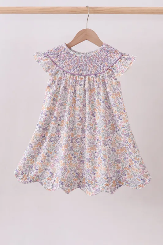 Purple Floral Smocked Dress made by Zulily