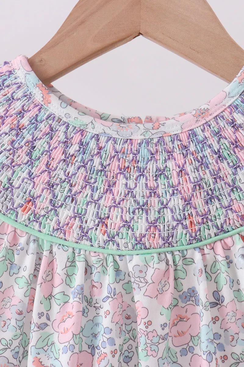 Green Floral Smocked Dress sold by Zulily product image thumbnail 2