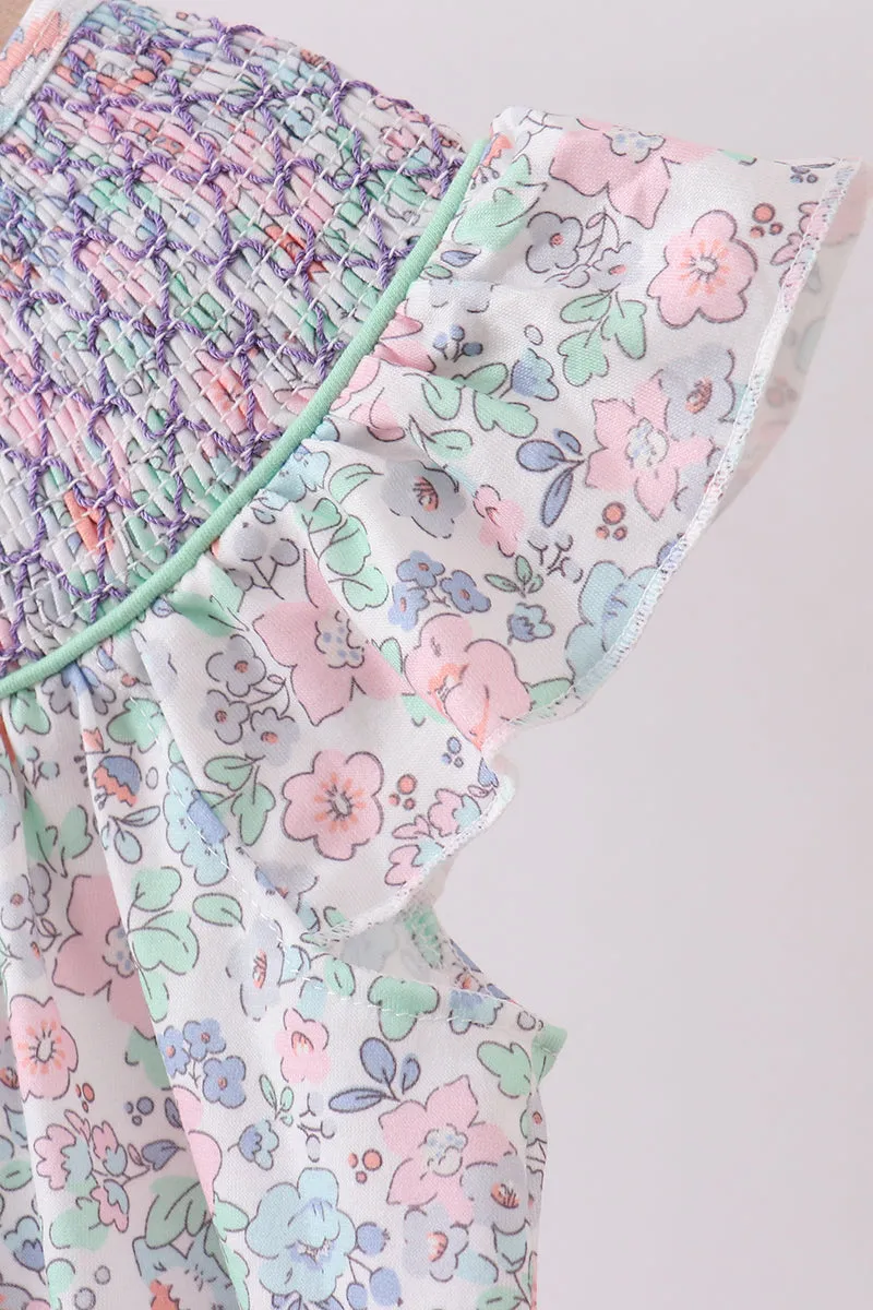 Green Floral Smocked Dress sold by Zulily product image thumbnail 3