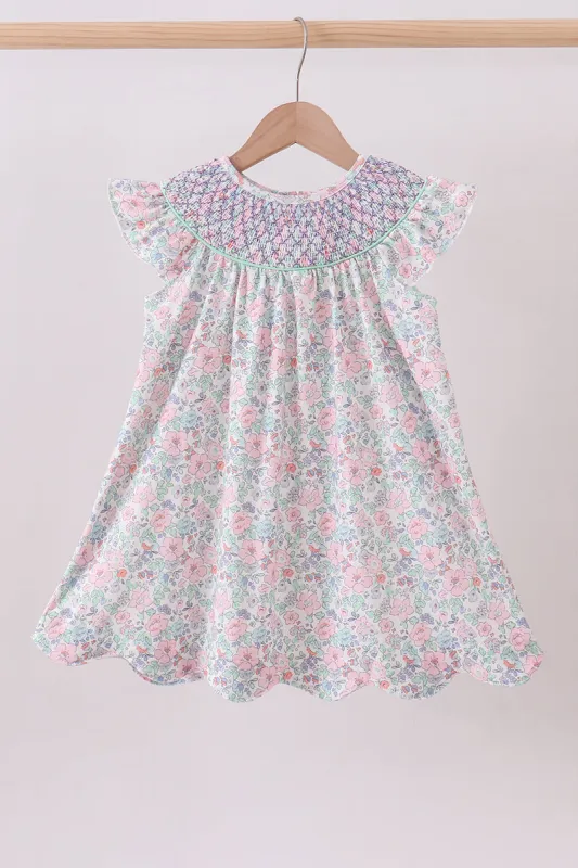 Green Floral Smocked Dress made by Zulily