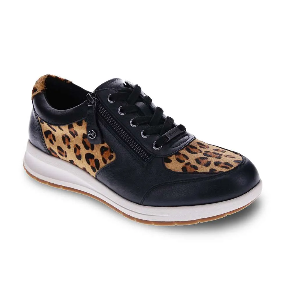 Boston Zip Casual Sneaker - Black/Leopard sold by Zulily