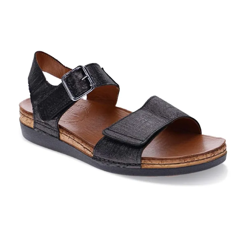 Georgia Back Strap Sandal - Black Linen made by Zulily