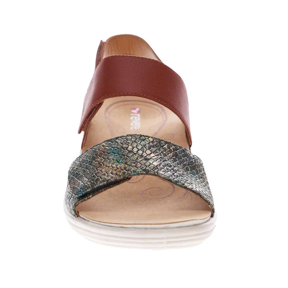 Como Adjustable Slingback Sandal - Cognac/Peacock Python sold by Zulily product image thumbnail 5