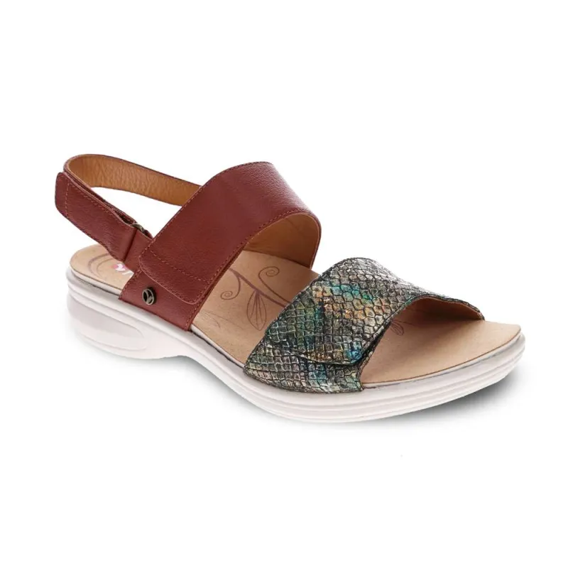 Como Adjustable Slingback Sandal - Cognac/Peacock Python made by Zulily