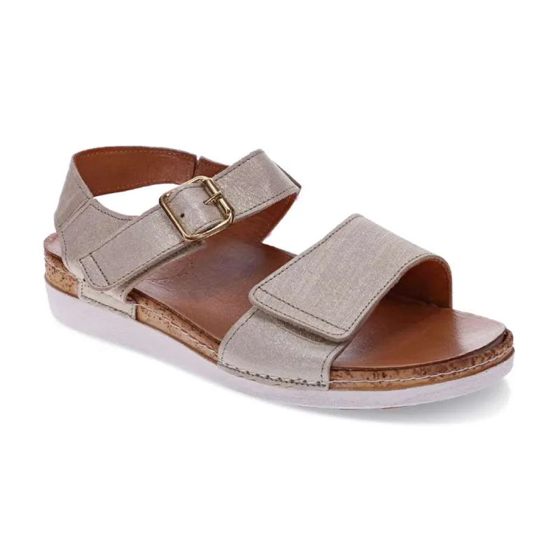 Georgia Back Strap Sandal - Gold Linen made by Zulily