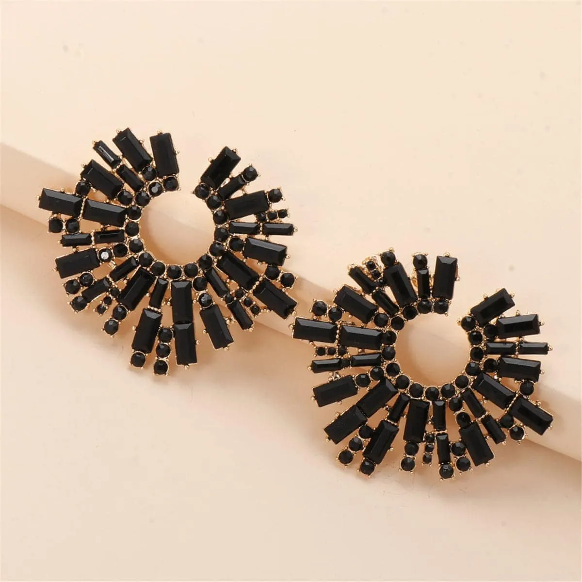 Black Cubic Zirconia & Goldtone Stud Earring sold by Zulily