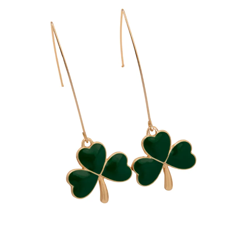 Goldtone & Green Shamrock Threader Earrings made by Zulily