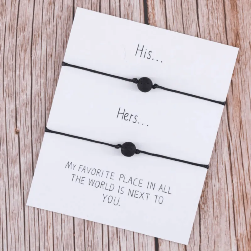 Black Beaded 'his & Hers' Bracelet Set made by Zulily