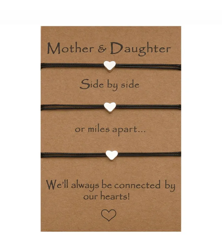 Silvertone Adjustable triple bracelet heart set for Mother and Daughters made by Zulily