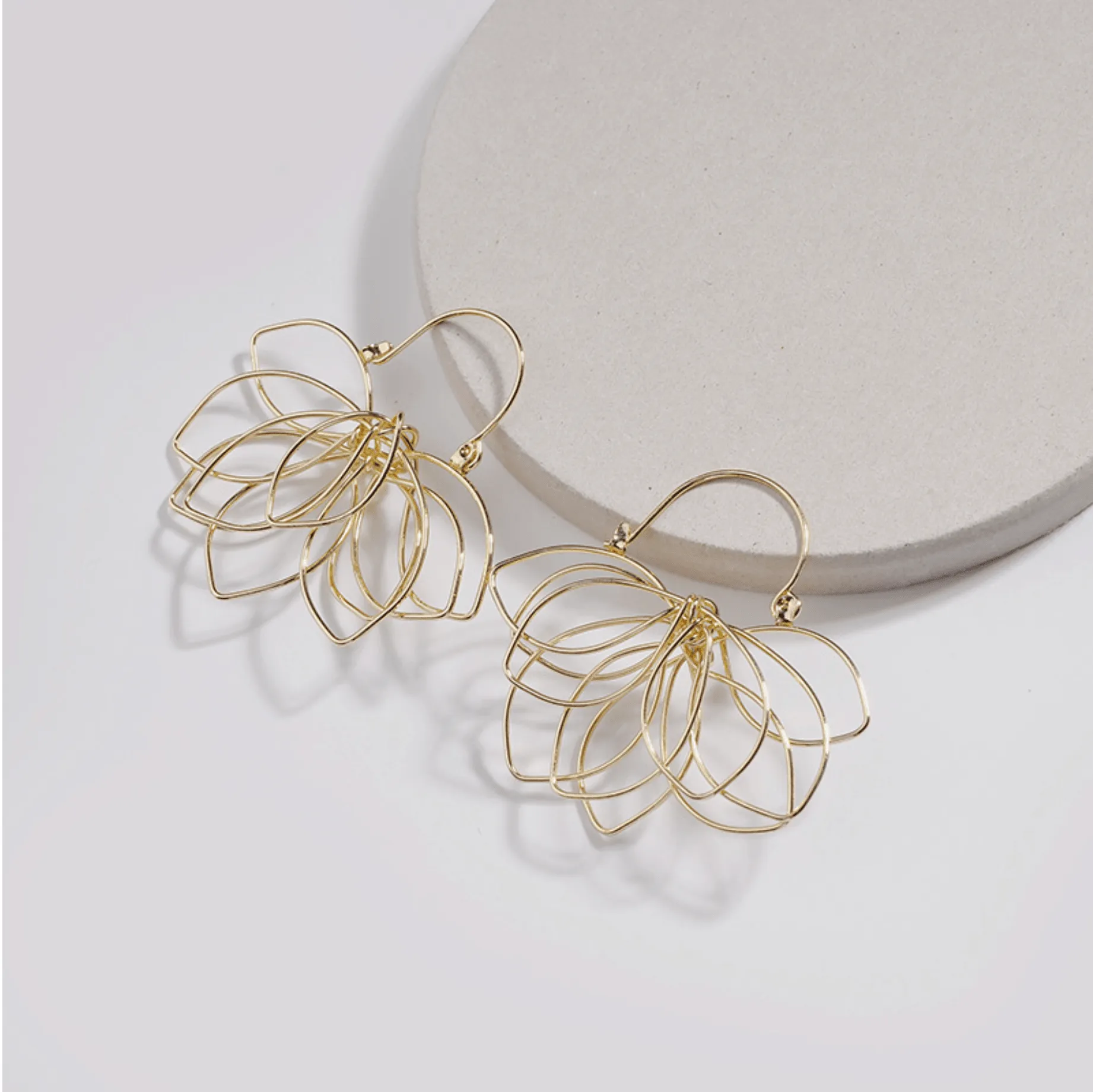 Don't AsK Goldtone Lotus Flower Drop Earrings sold by Zulily