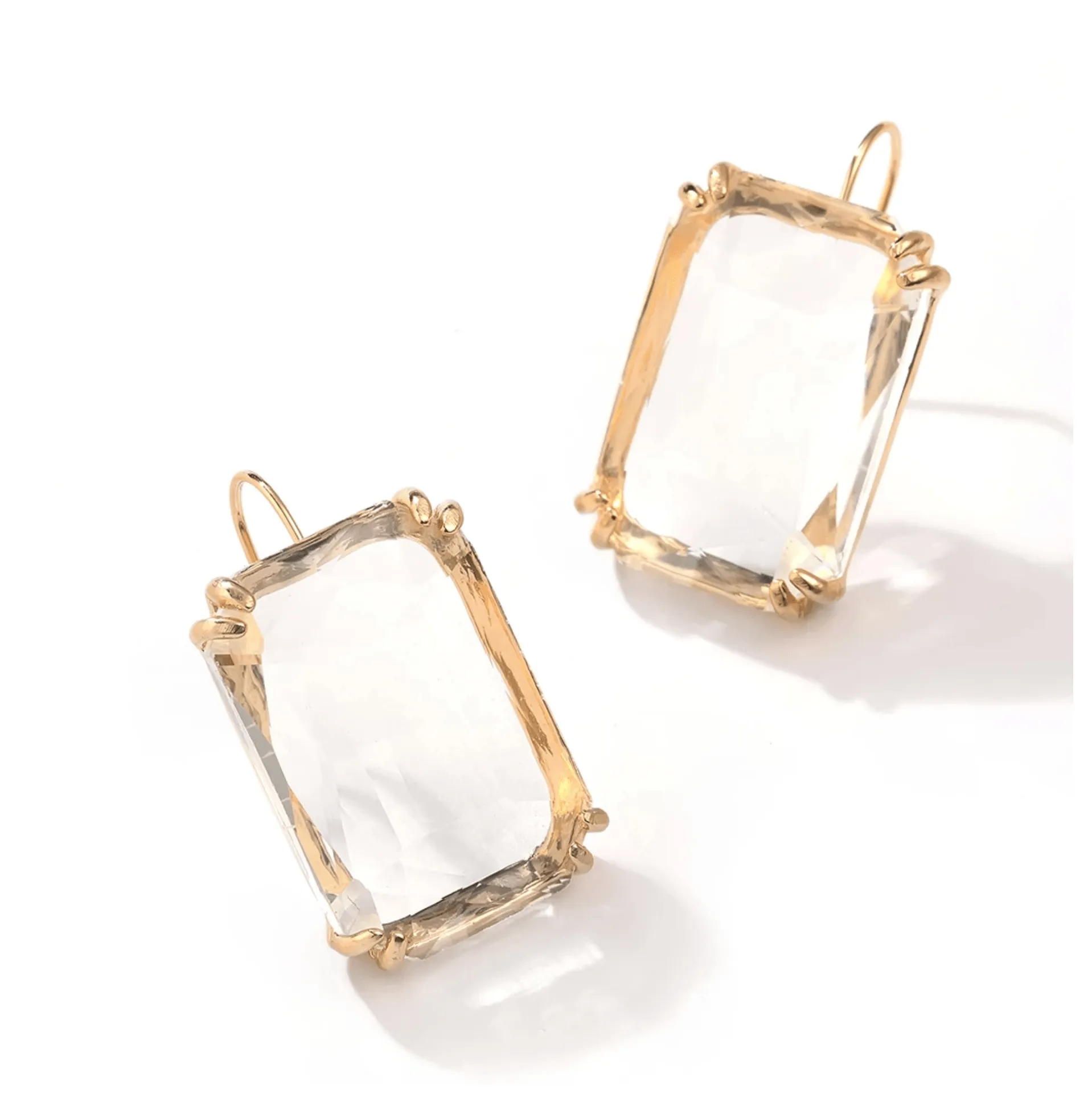 Goldtone Clear Rectangular Crystal Earrings sold by Zulily product image thumbnail 2