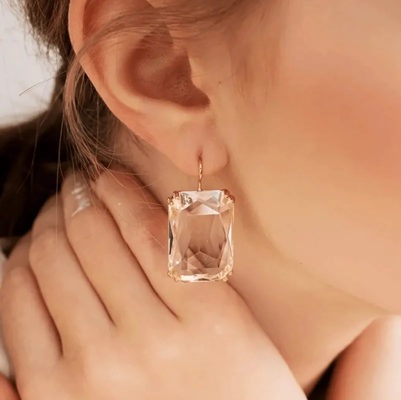 Goldtone Clear Rectangular Crystal Earrings made by Zulily