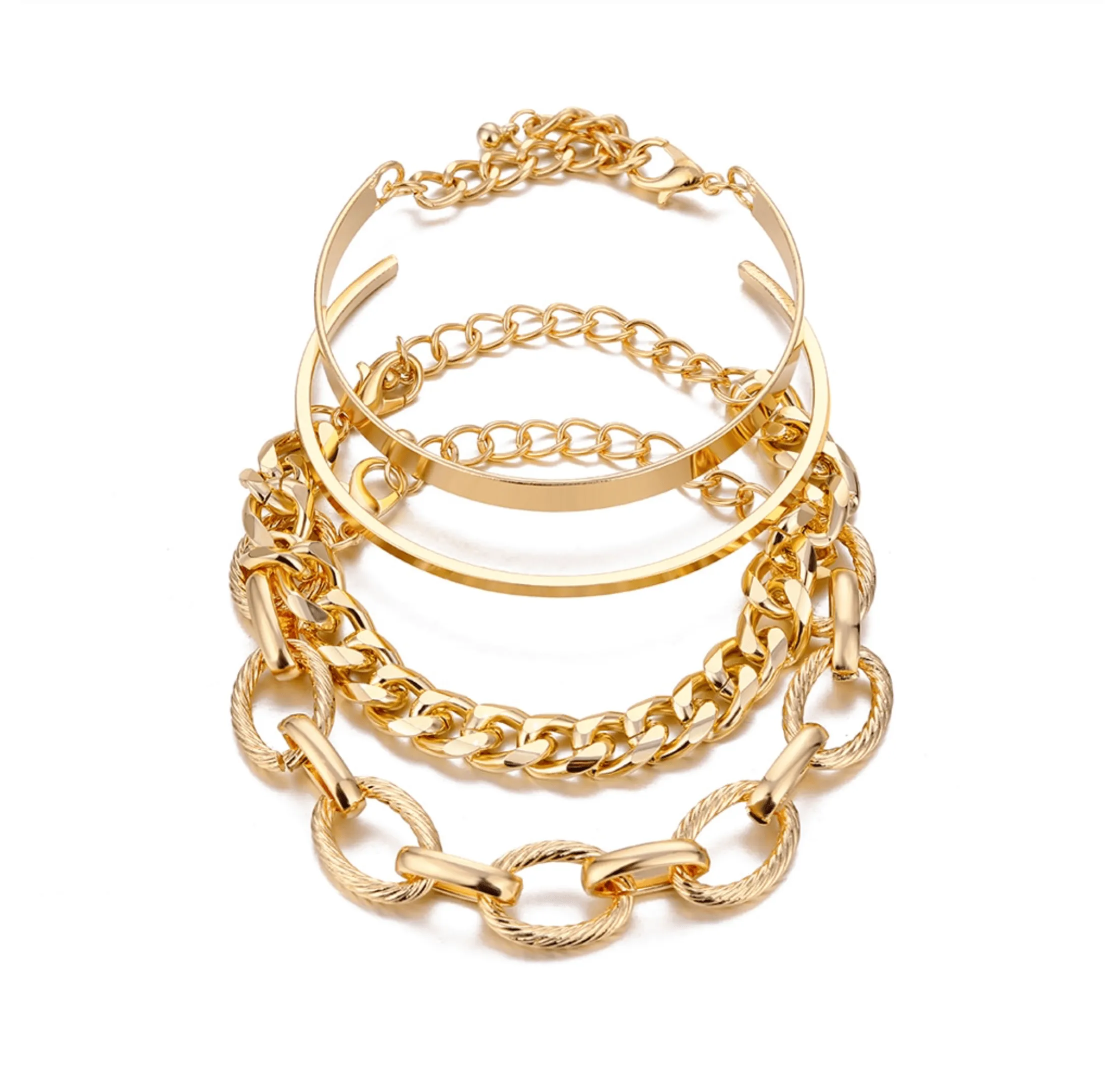 Goldtone Chunky Chain Bangle Bracelet Set sold by Zulily product image thumbnail 3