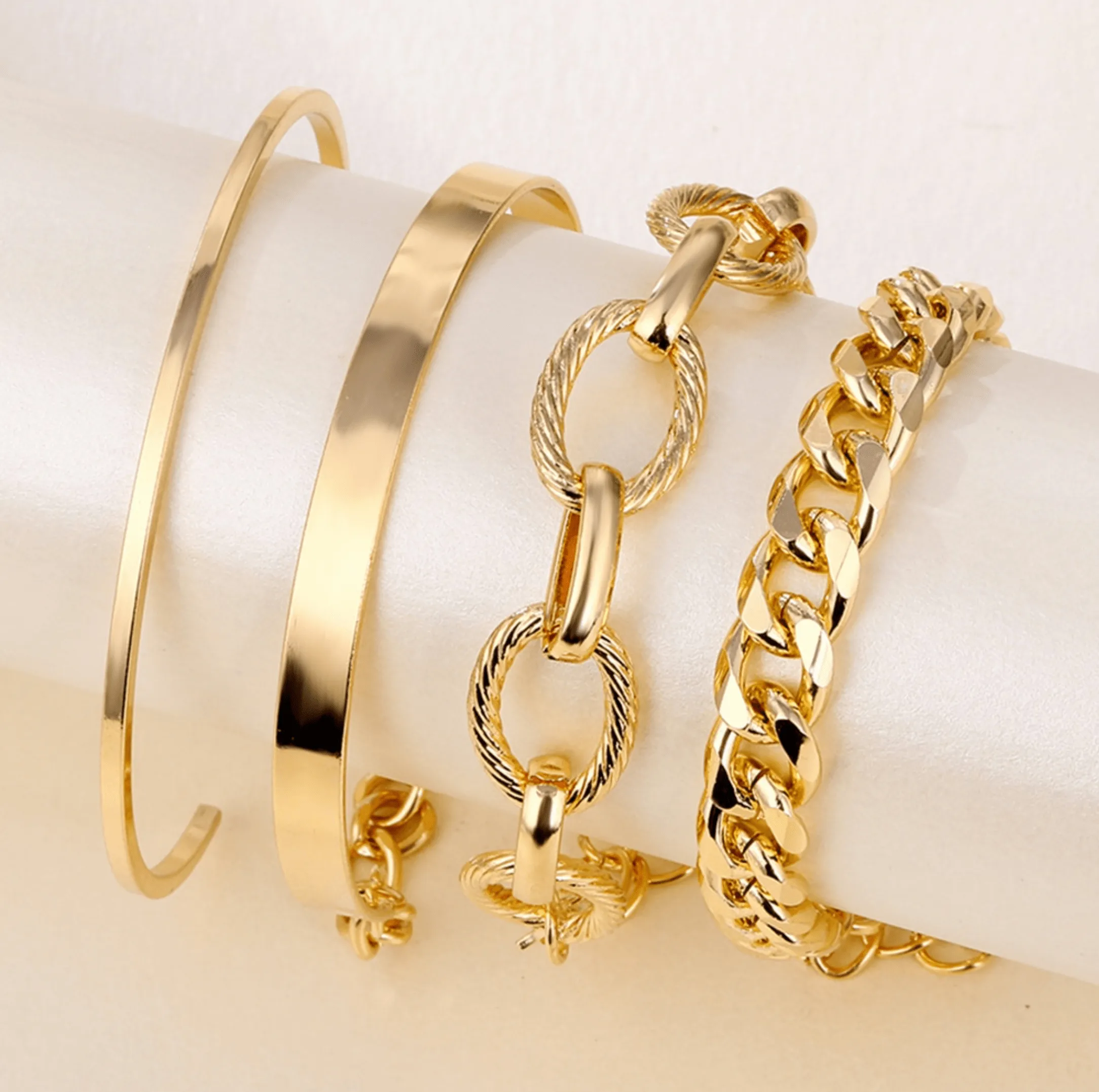 Goldtone Chunky Chain Bangle Bracelet Set sold by Zulily product image thumbnail 2