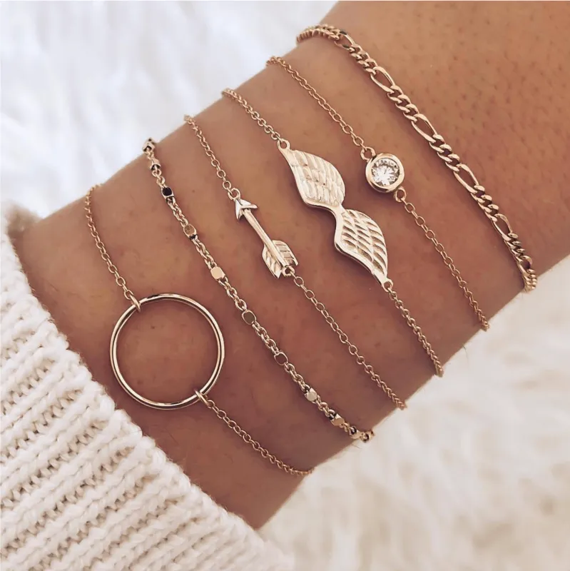 Goldtone Wing Circle Bracelet Set made by Zulily