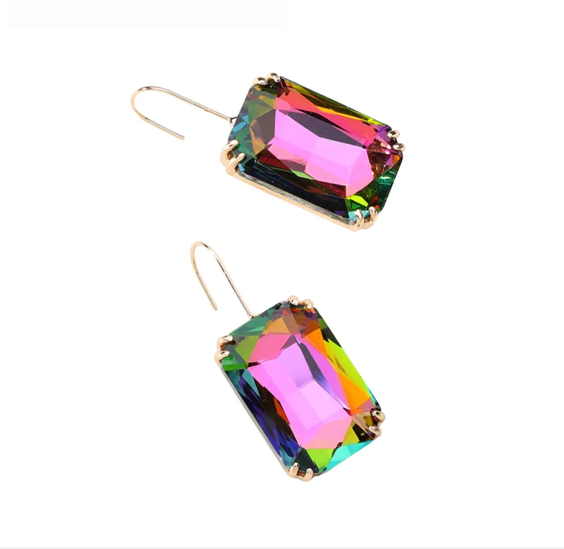 Multicolour Iridescent Rectangle Drop Earrings made by Zulily