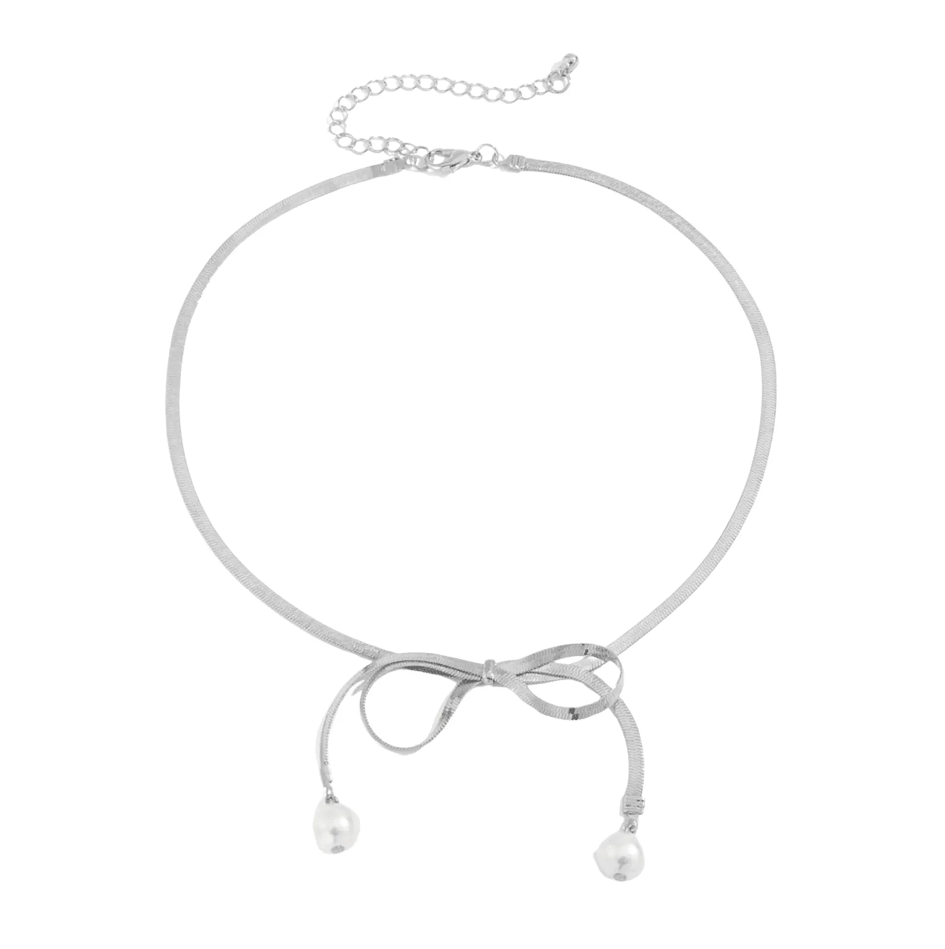 Silvertone Bow Imitation Pearl Choker Necklace sold by Zulily product image thumbnail 2